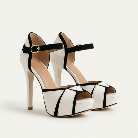 Ramona | Abstract-Print Leather Heels