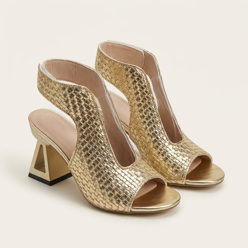 Dariana | Woven-Texture Peep-Toe Slingback Heel - Image 3