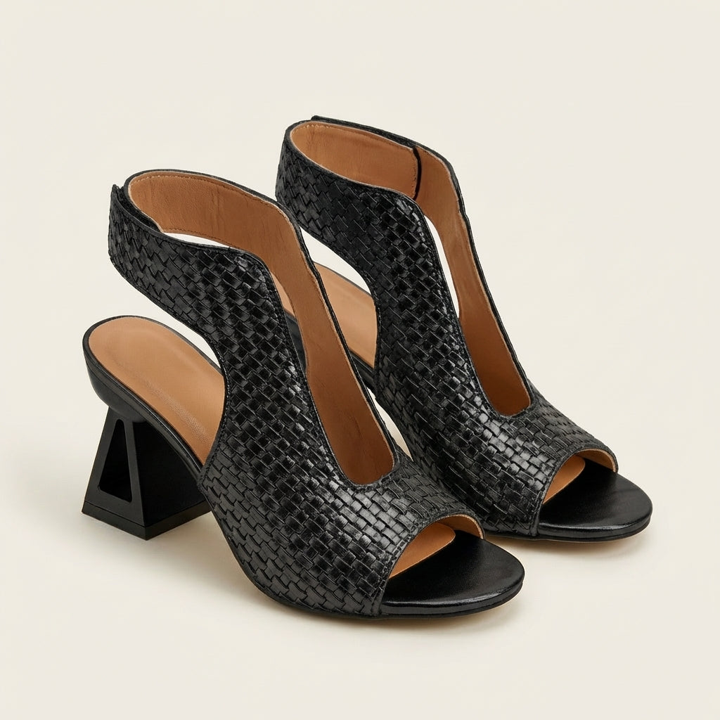Dariana | Woven-Texture Peep-Toe Slingback Heel - Image 5
