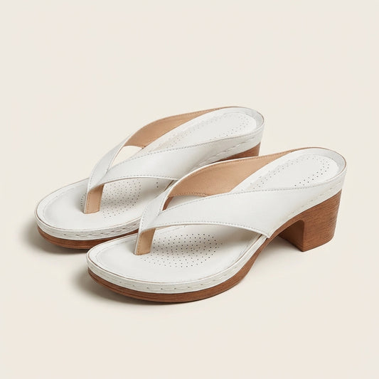 Anslie | Leather Toe-Loop Block Heel Sandal