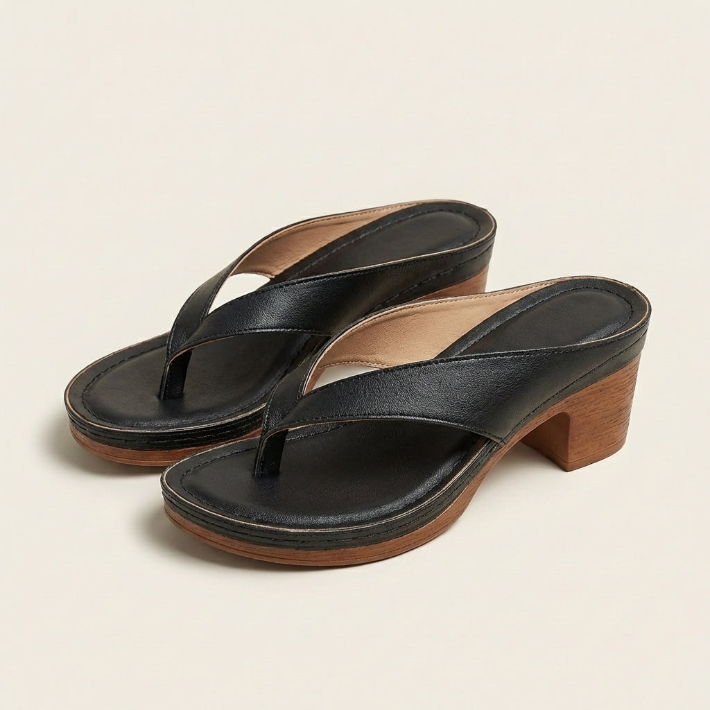 Anslie | Leather Toe-Loop Block Heel Sandal - Image 7