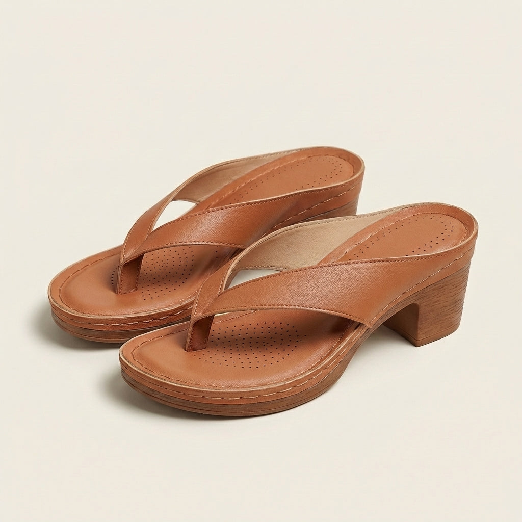 Anslie | Leather Toe-Loop Block Heel Sandal - Image 3