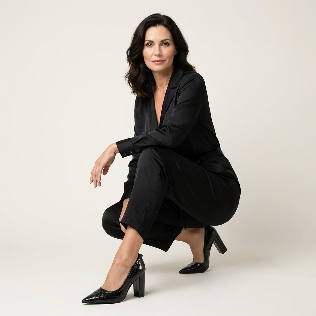 Argelia | Croc-Embossed Block Heel Pump - Image 4