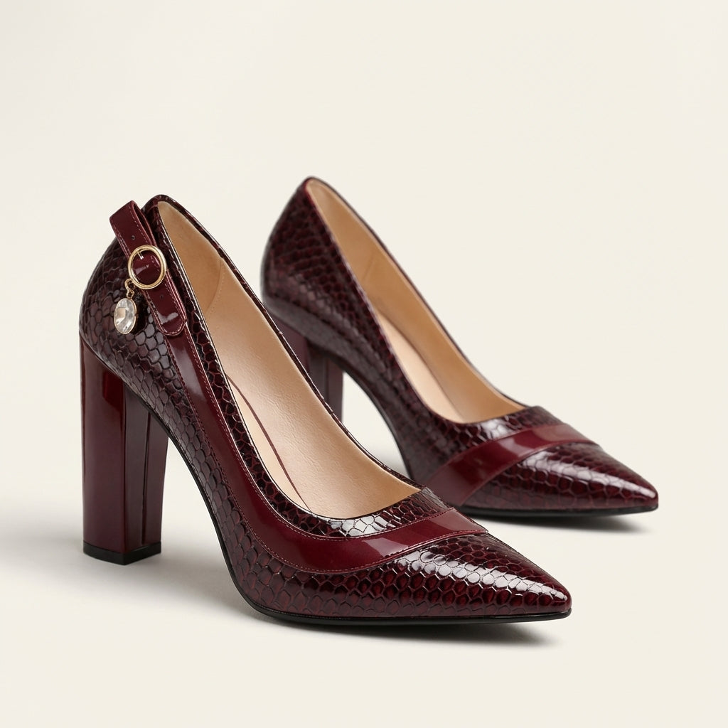 Argelia | Croc-Embossed Block Heel Pump - Image 5