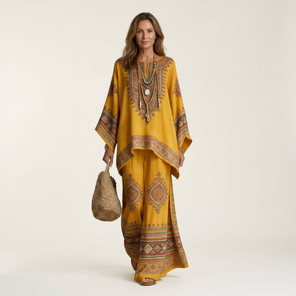 Josephine | Printed Kaftan Top & Wide-Leg Pants Set - Image 17