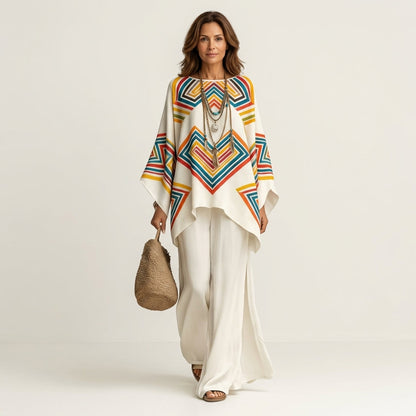 Josephine | Printed Kaftan Top & Wide-Leg Pants Set - Image 13