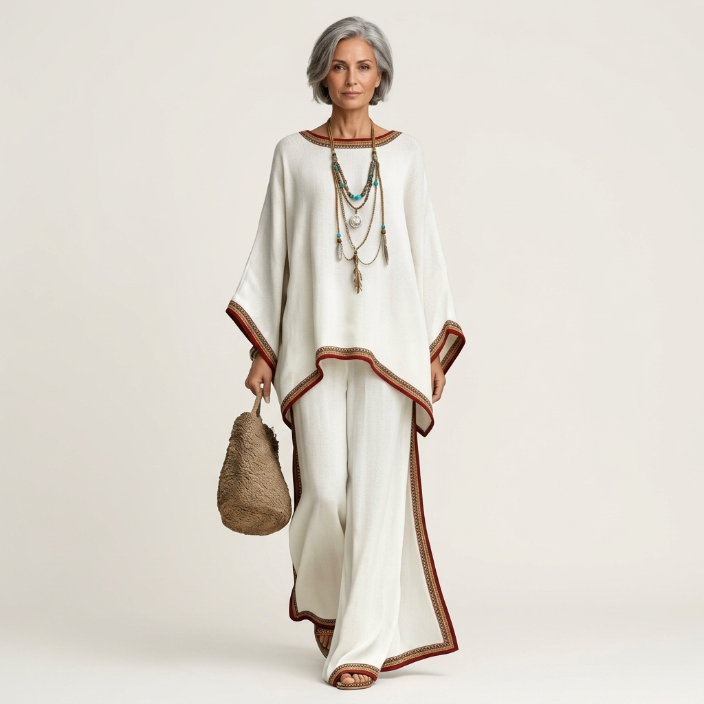 Josephine | Printed Kaftan Top & Wide-Leg Pants Set - Image 11