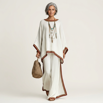 Josephine | Printed Kaftan Top & Wide-Leg Pants Set - Image 11