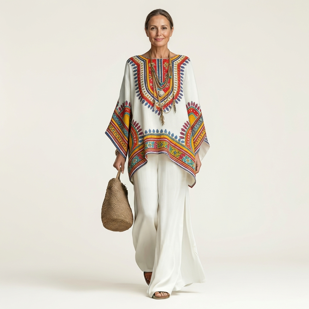 Josephine | Printed Kaftan Top & Wide-Leg Pants Set - Image 7
