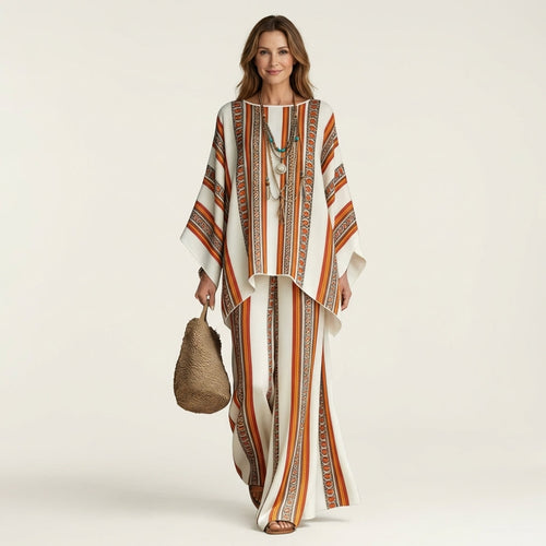 Josephine | Printed Kaftan Top & Wide-Leg Pants Set