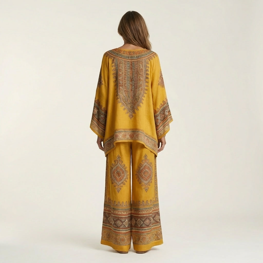 Josephine | Printed Kaftan Top & Wide-Leg Pants Set - Image 18