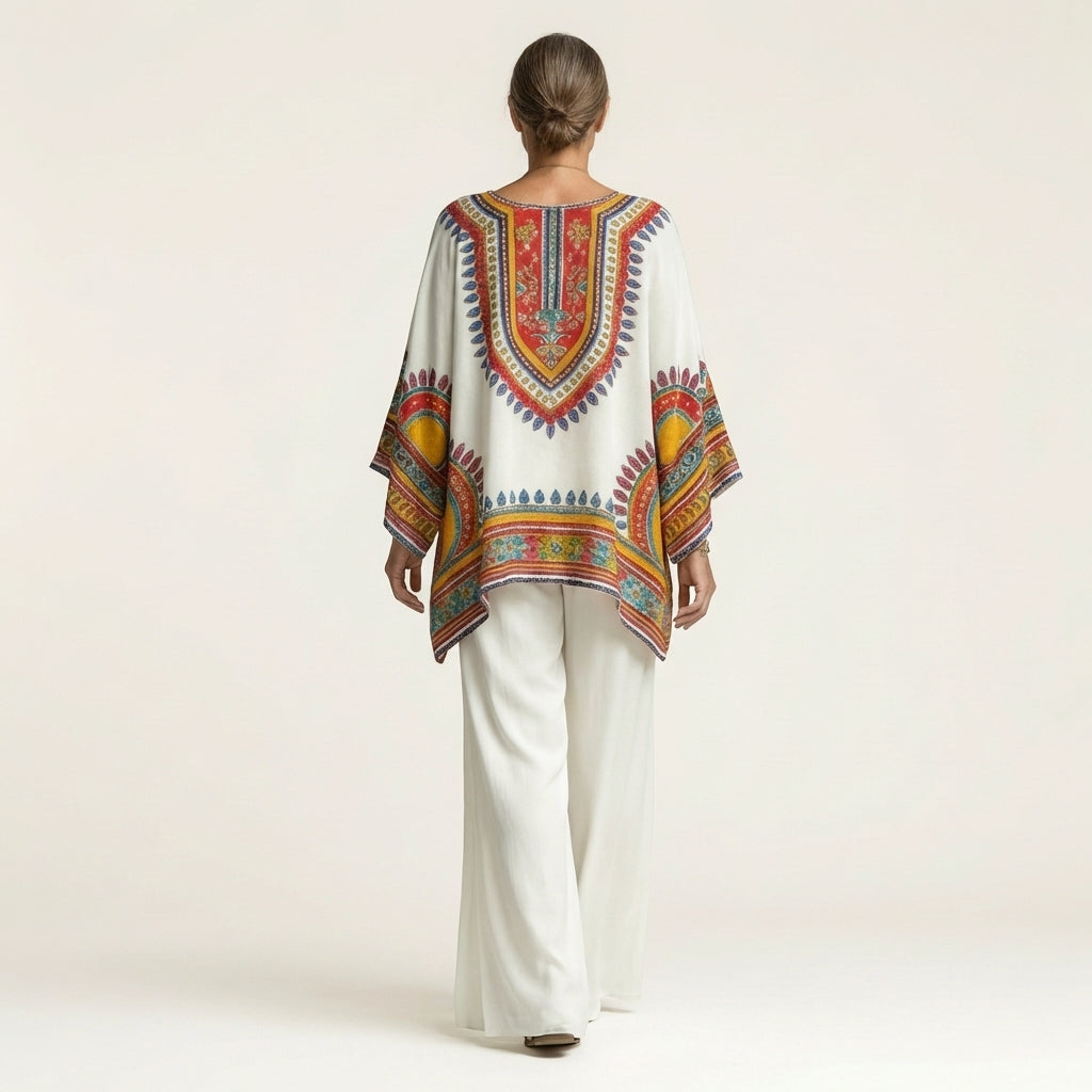 Josephine | Printed Kaftan Top & Wide-Leg Pants Set - Image 8