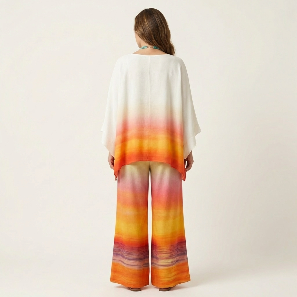 Josephine | Printed Kaftan Top & Wide-Leg Pants Set - Image 4