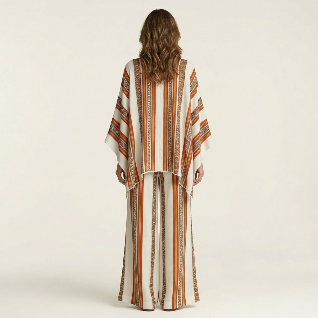 Josephine | Printed Kaftan Top & Wide-Leg Pants Set - Image 2