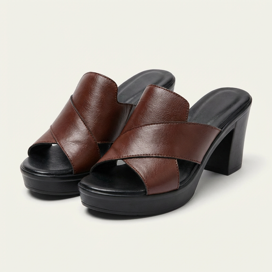 Nebula | Cross-Strap Block Heel Mule